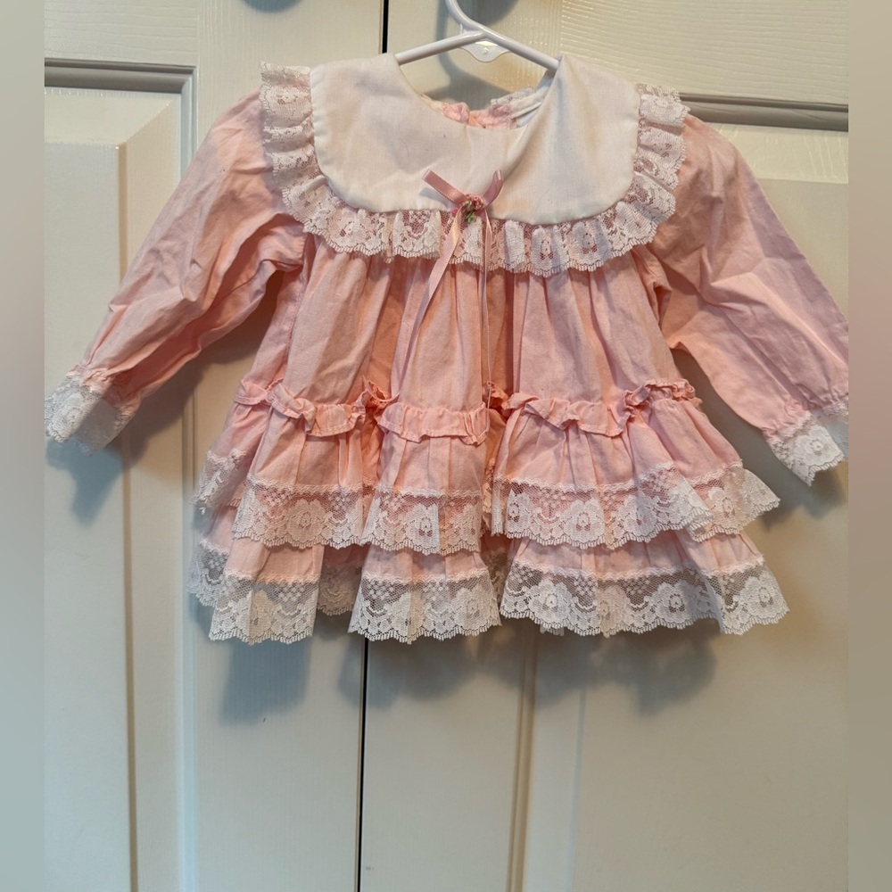Jo Lene Pink Lace Ruffle Dress